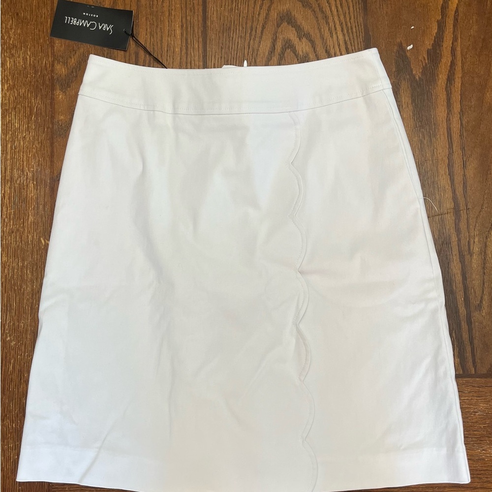 Sara Campbell White Knee-Length Pencil Skirt